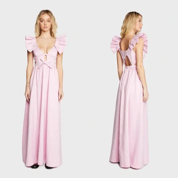 NWT For Love & Lemons Miriam Flutter Ruffle Bow Maxi Dress Gown Pink is  available for purchase on au PAY Market - Imported Goods Online Store  Co.Ltd. | au PAY Market -
